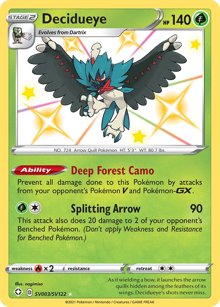 Decidueye 003/195 — Shining Fates (English Pokémon TCG card)