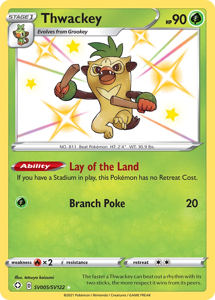 Thwackey 005/195 — Shining Fates (English Pokémon TCG card)