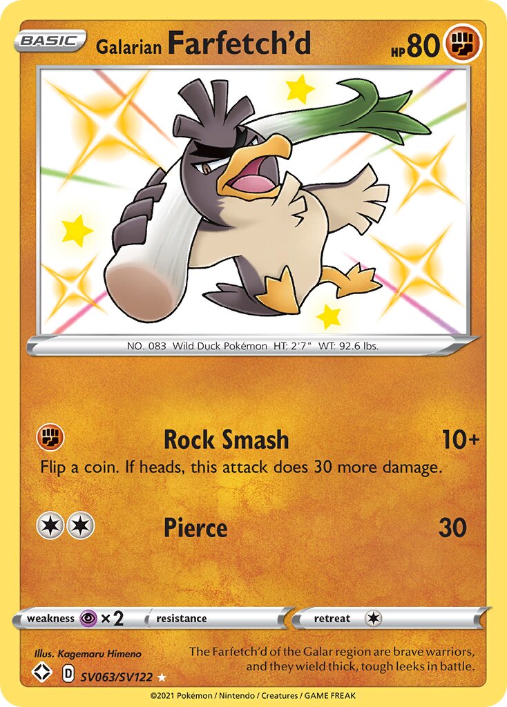 Galarian Farfetch'd 063/195 — Shining Fates (English Pokémon TCG card)