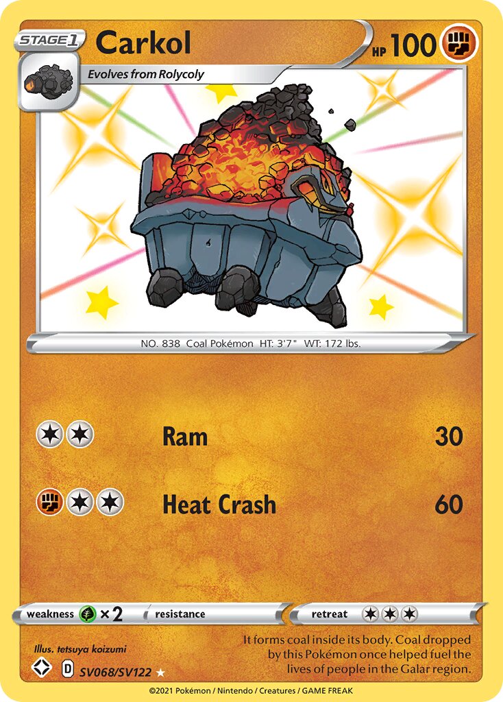 Carkol 068/195 — Shining Fates (English Pokémon TCG card)