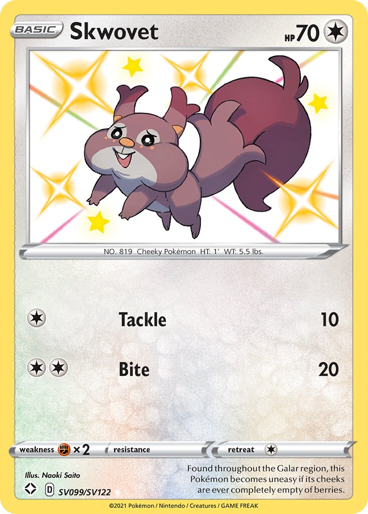 Skwovet 099/195 — Shining Fates (English Pokémon TCG card)