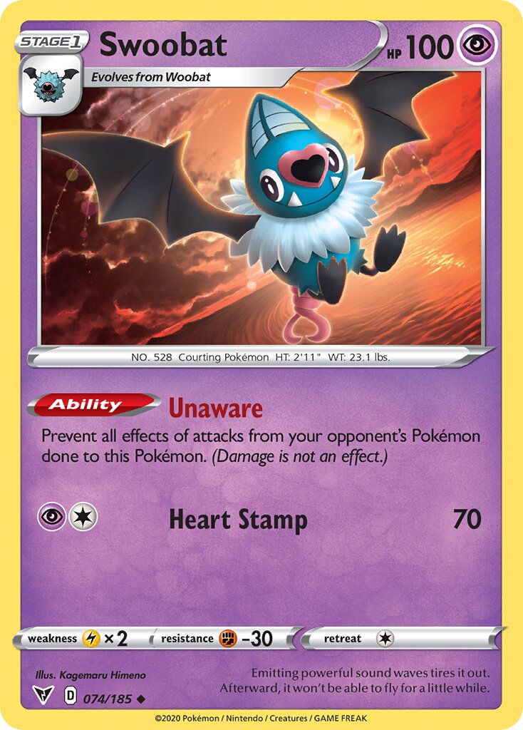 Swoobat 074/203 — Vivid Voltage (English Pokémon TCG card)