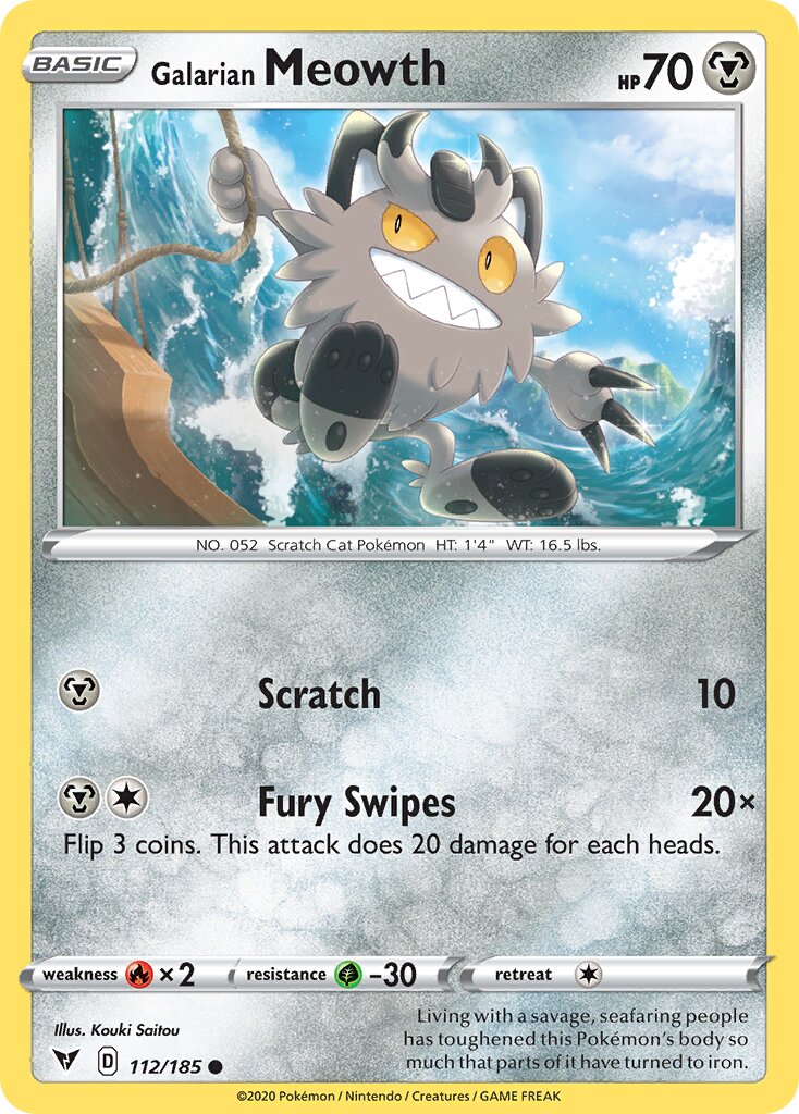 Galarian Meowth 112/203 — Vivid Voltage (English Pokémon TCG card)