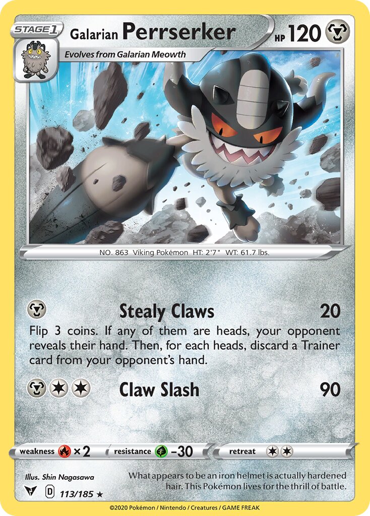 Galarian Perrserker 113/203 — Vivid Voltage (English Pokémon TCG card)