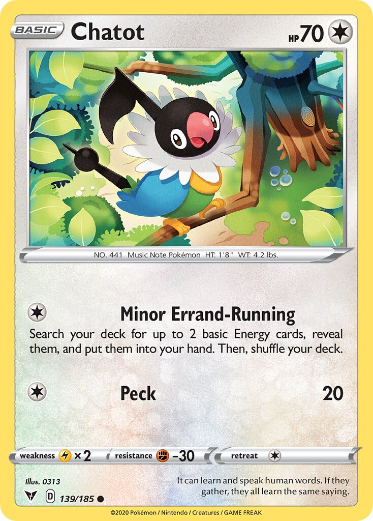 Chatot 139/203 — Vivid Voltage (English Pokémon TCG card)