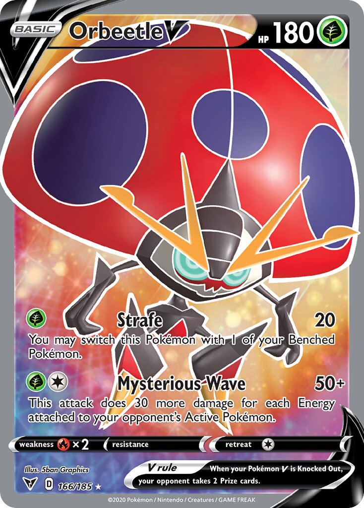 Orbeetle V 166/203 — Vivid Voltage (English Pokémon TCG card)