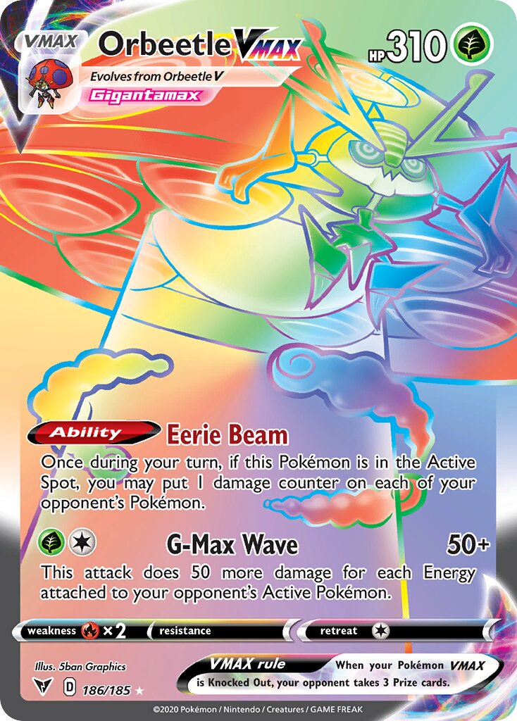 Orbeetle VMAX 186/203 — Vivid Voltage (English Pokémon TCG card)