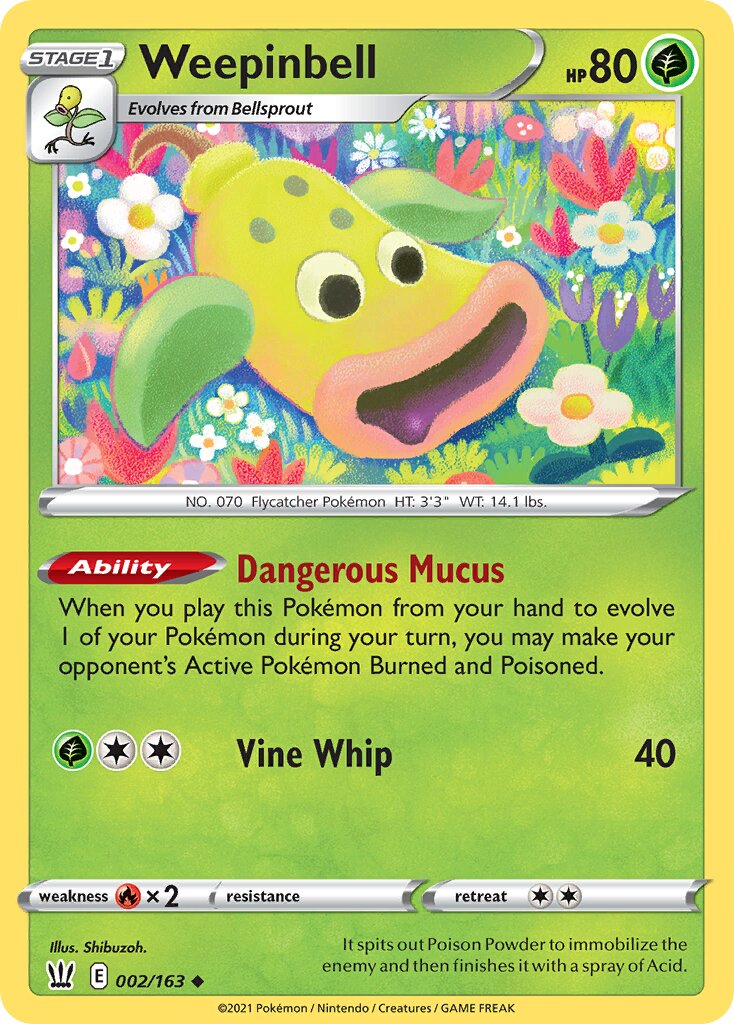 Weepinbell 002/183 — Battle Styles (English Pokémon TCG card)
