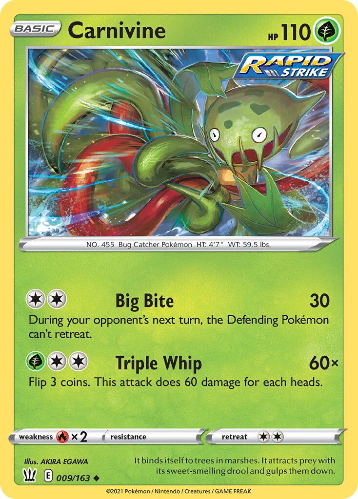 Carnivine 009/183 — Battle Styles (English Pokémon TCG card)