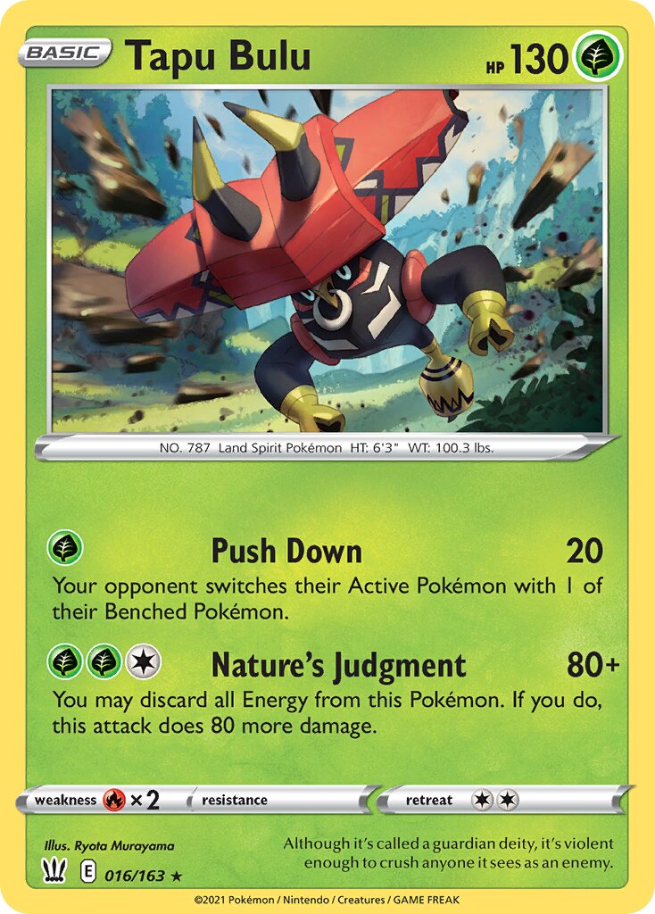 Tapu Bulu 016/183 — Battle Styles (English Pokémon TCG card)