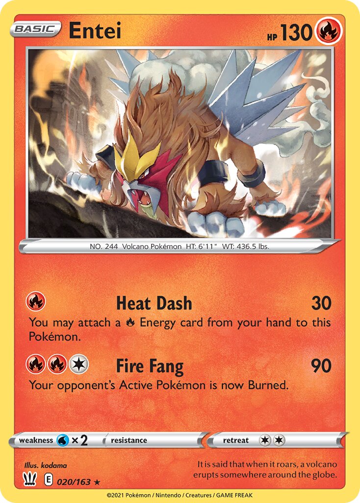 Entei 020/183 — Battle Styles (English Pokémon TCG card)