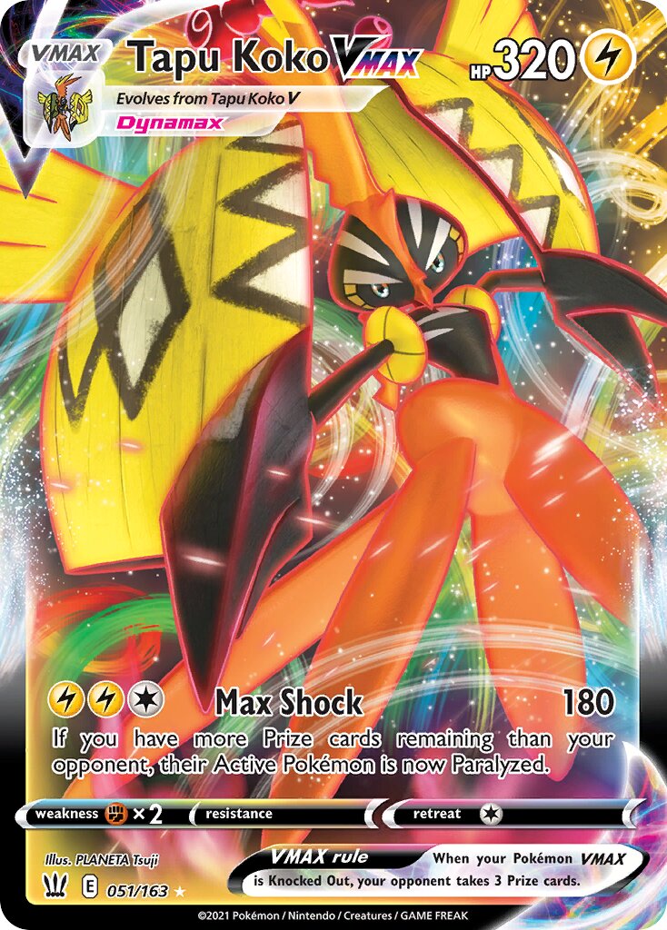 Tapu Koko VMAX 051/183 — Battle Styles (English Pokémon TCG card)