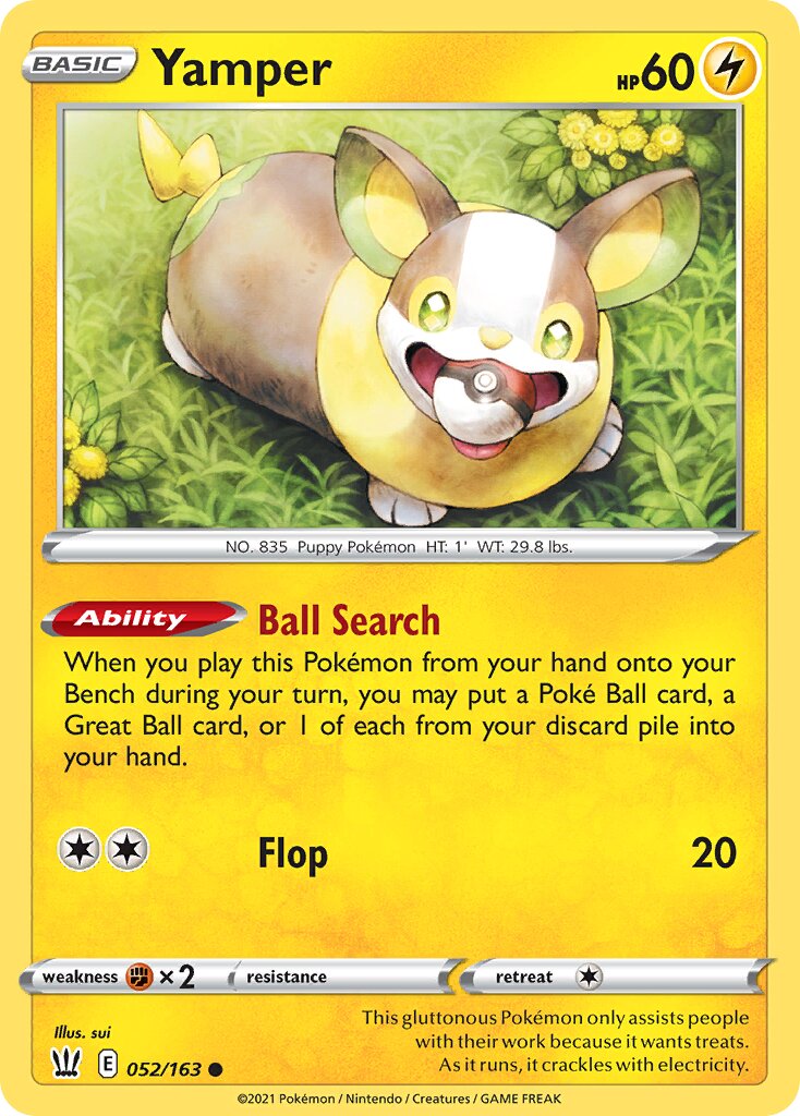Yamper 052/183 — Battle Styles (English Pokémon TCG card)