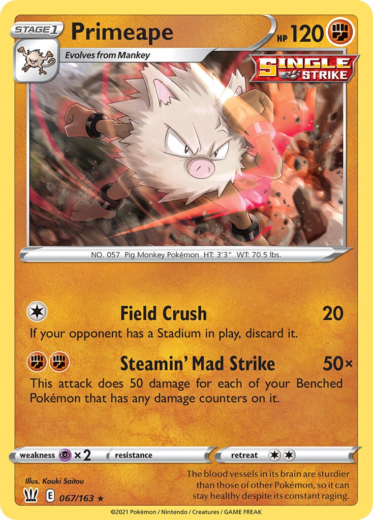 Primeape 067/183 — Battle Styles (English Pokémon TCG card)