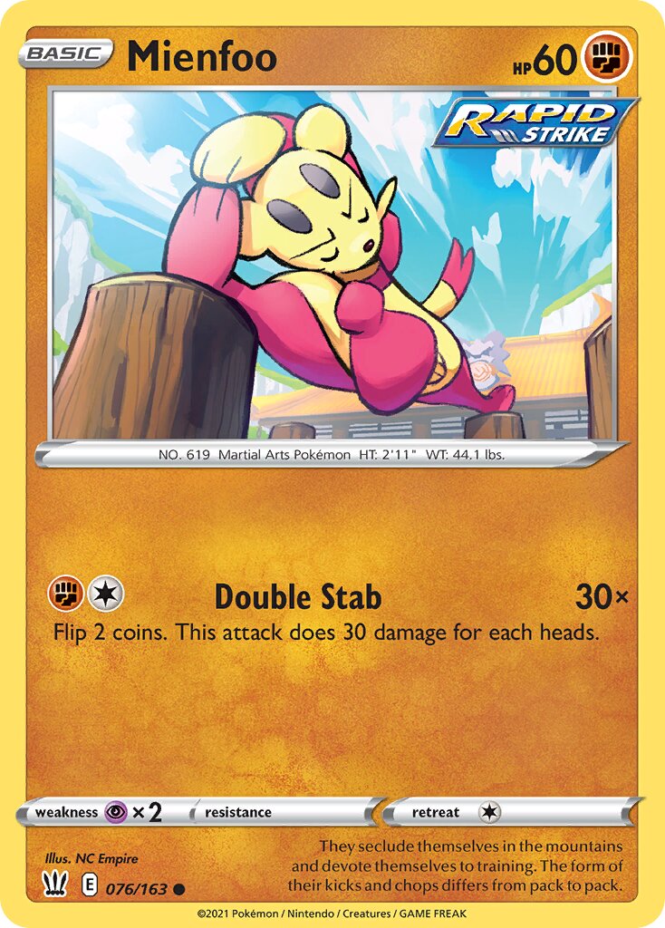 Mienfoo 076/183 — Battle Styles (English Pokémon TCG card)
