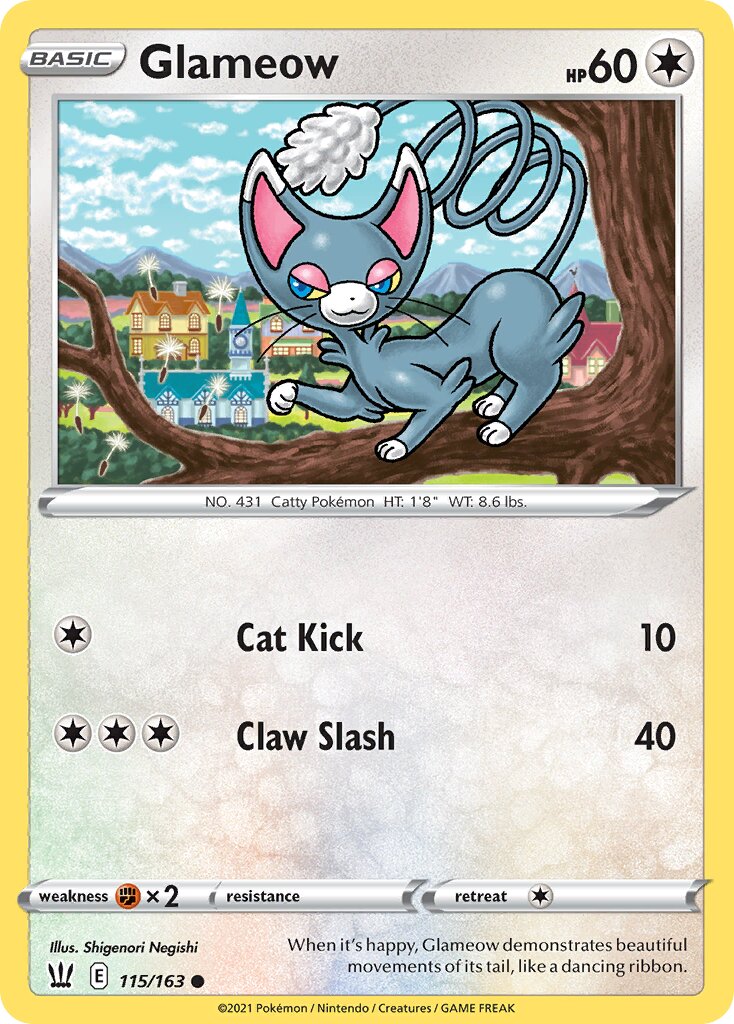 Glameow 115/183 — Battle Styles (English Pokémon TCG card)