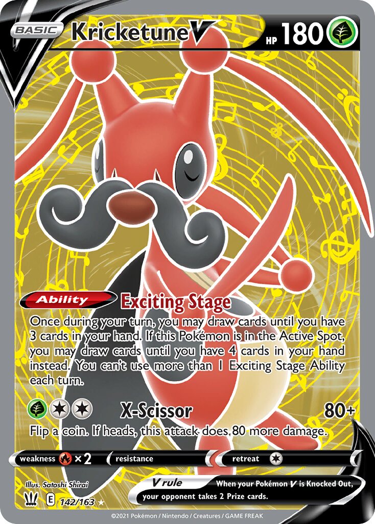 Kricketune V 142/183 — Battle Styles (English Pokémon TCG card)