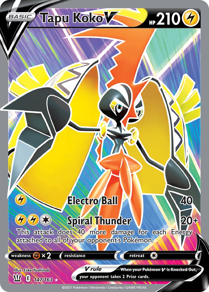 Tapu Koko V 147/183 — Battle Styles (English Pokémon TCG card)