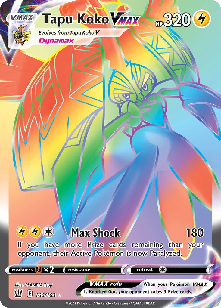 Tapu Koko VMAX 166/183 — Battle Styles (English Pokémon TCG card)