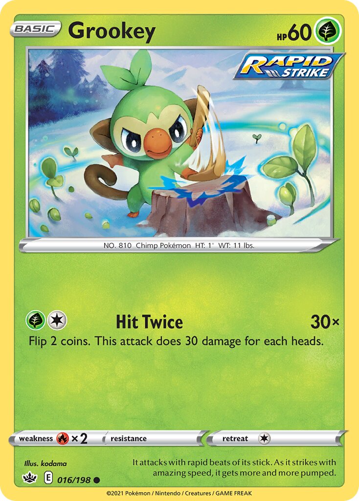 Grookey 016/233 — Chilling Reign (English Pokémon TCG card)