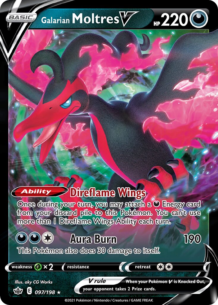 Galarian Moltres V 097/233 — Chilling Reign (English Pokémon TCG card)