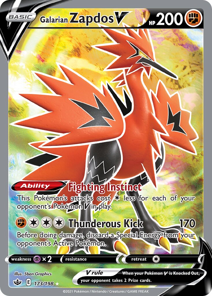 Galarian Zapdos V 173/233 — Chilling Reign (English Pokémon TCG card)
