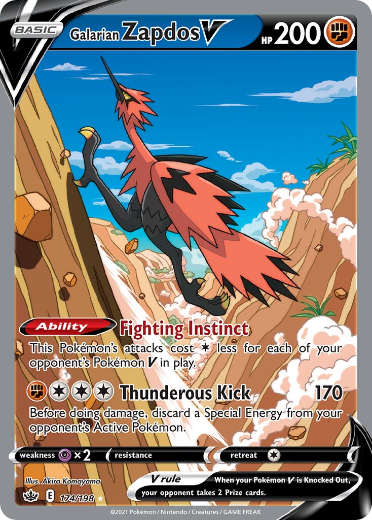 Galarian Zapdos V 174/233 — Chilling Reign (English Pokémon TCG card)