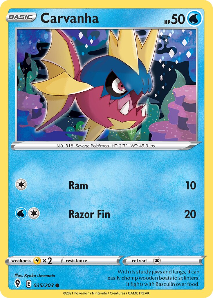 Carvanha 035/237 — Evolving Skies (English Pokémon TCG card)