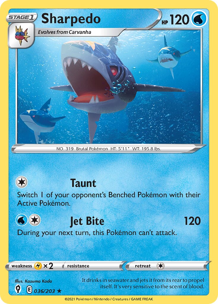 Sharpedo 036/237 — Evolving Skies (English Pokémon TCG card)