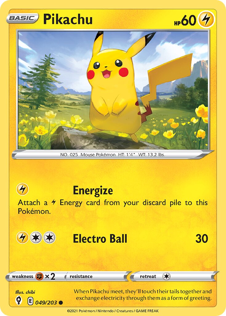 Pikachu 049/237 — Evolving Skies (English Pokémon TCG card)