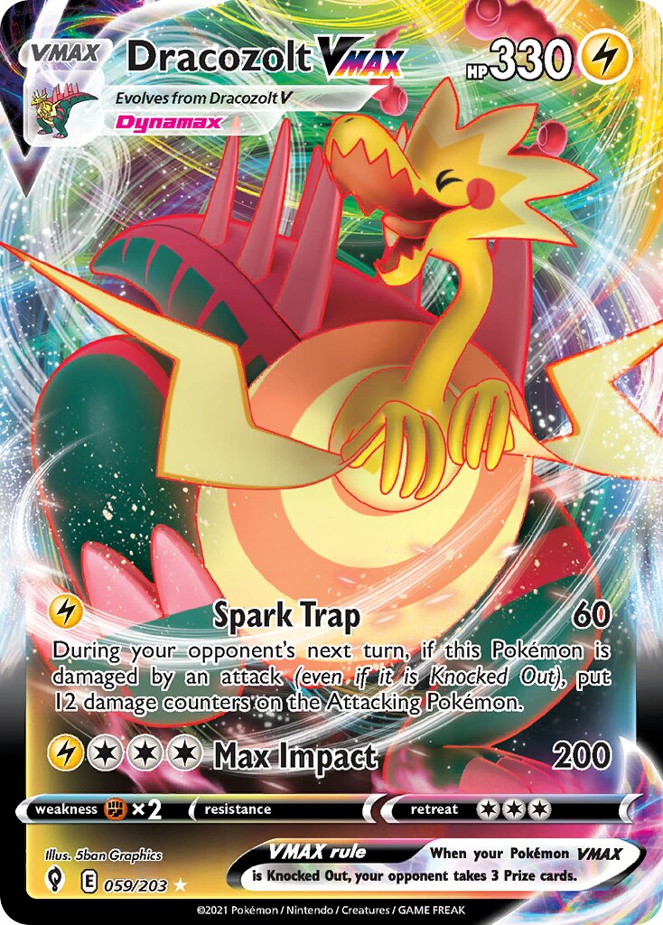 Dracozolt VMAX 059/237 — Evolving Skies (English Pokémon TCG card)