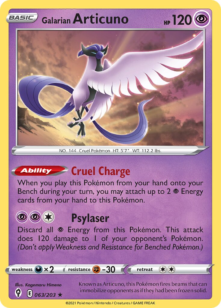 Galarian Articuno 063/237 — Evolving Skies (English Pokémon TCG card)