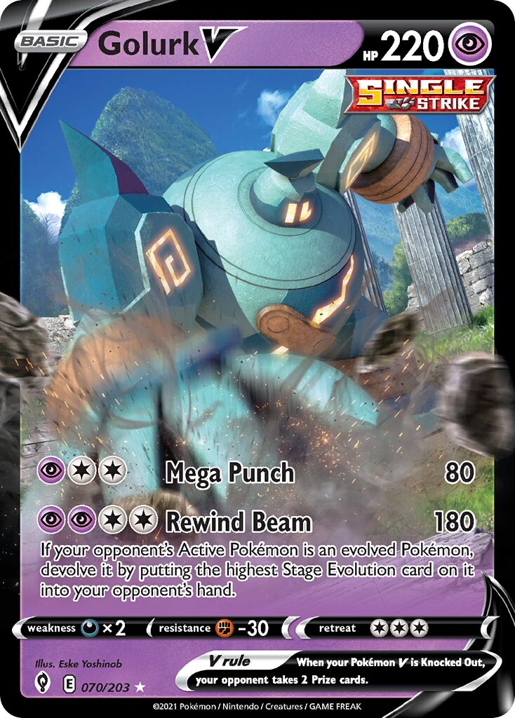 Golurk V 070/237 — Evolving Skies (English Pokémon TCG card)