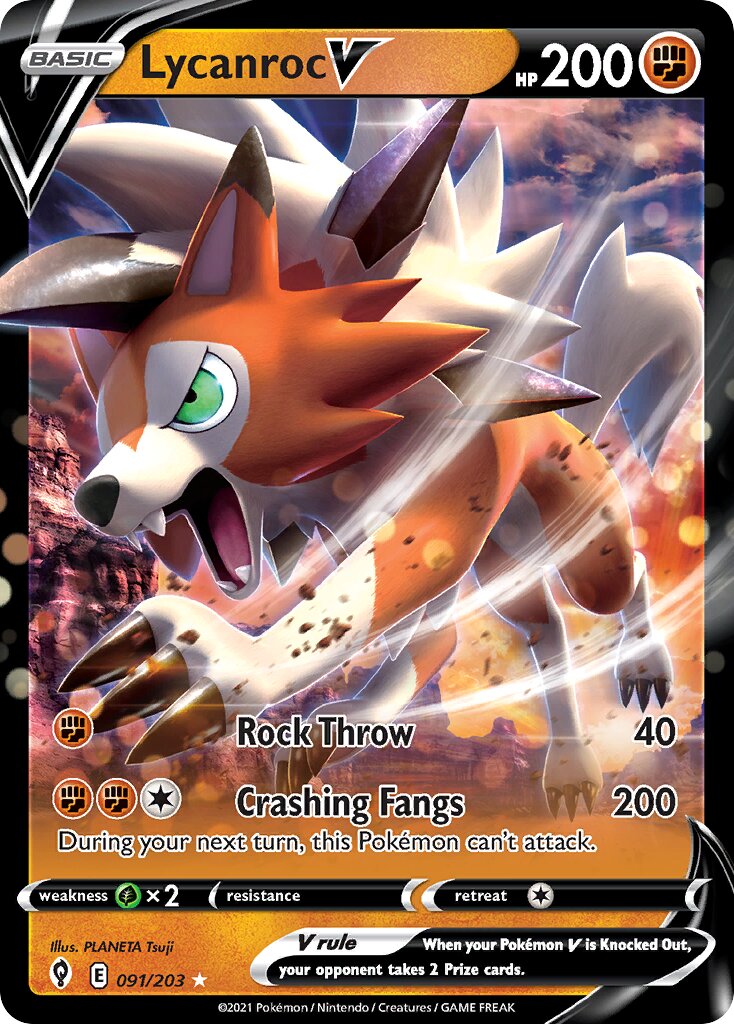 Lycanroc V 091/237 — Evolving Skies (English Pokémon TCG card)