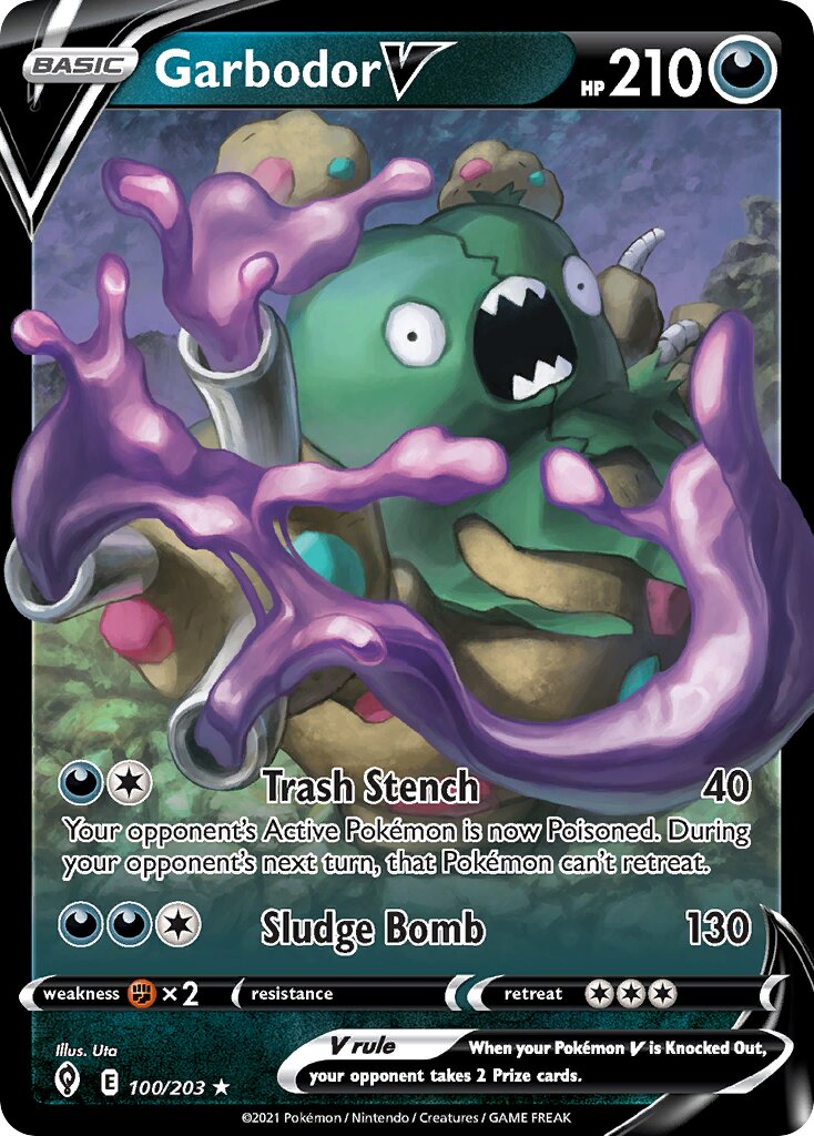 Garbodor V 100/237 — Evolving Skies (English Pokémon TCG card)