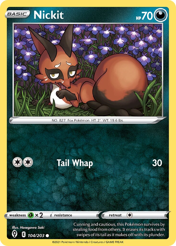 Nickit 104/237 — Evolving Skies (English Pokémon TCG card)