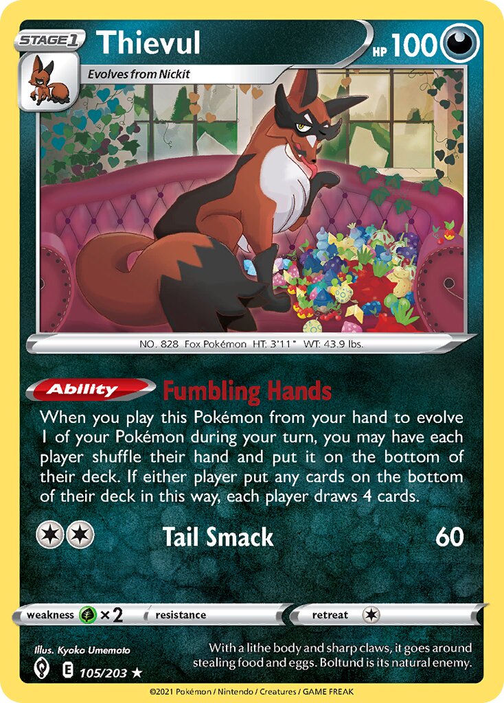 Thievul 105/237 — Evolving Skies (English Pokémon TCG card)