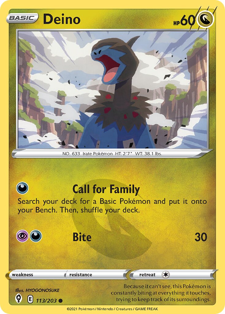Deino 113/237 — Evolving Skies (English Pokémon TCG card)