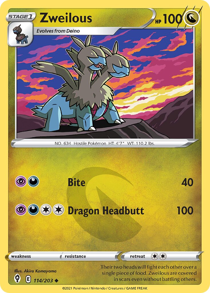 Zweilous 114/237 — Evolving Skies (English Pokémon TCG card)