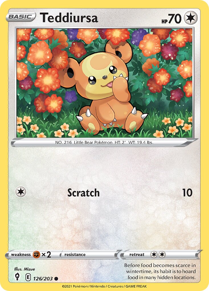 Teddiursa 126/237 — Evolving Skies (English Pokémon TCG card)