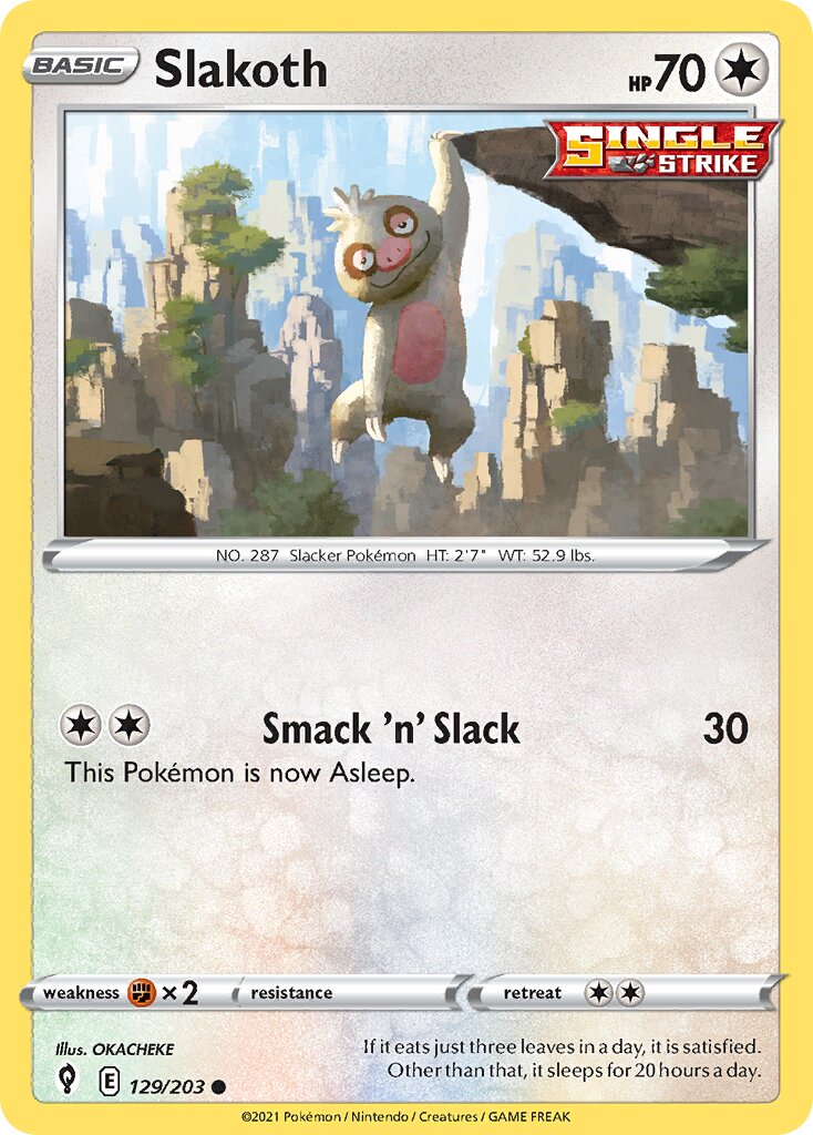 Slakoth 129/237 — Evolving Skies (English Pokémon TCG card)