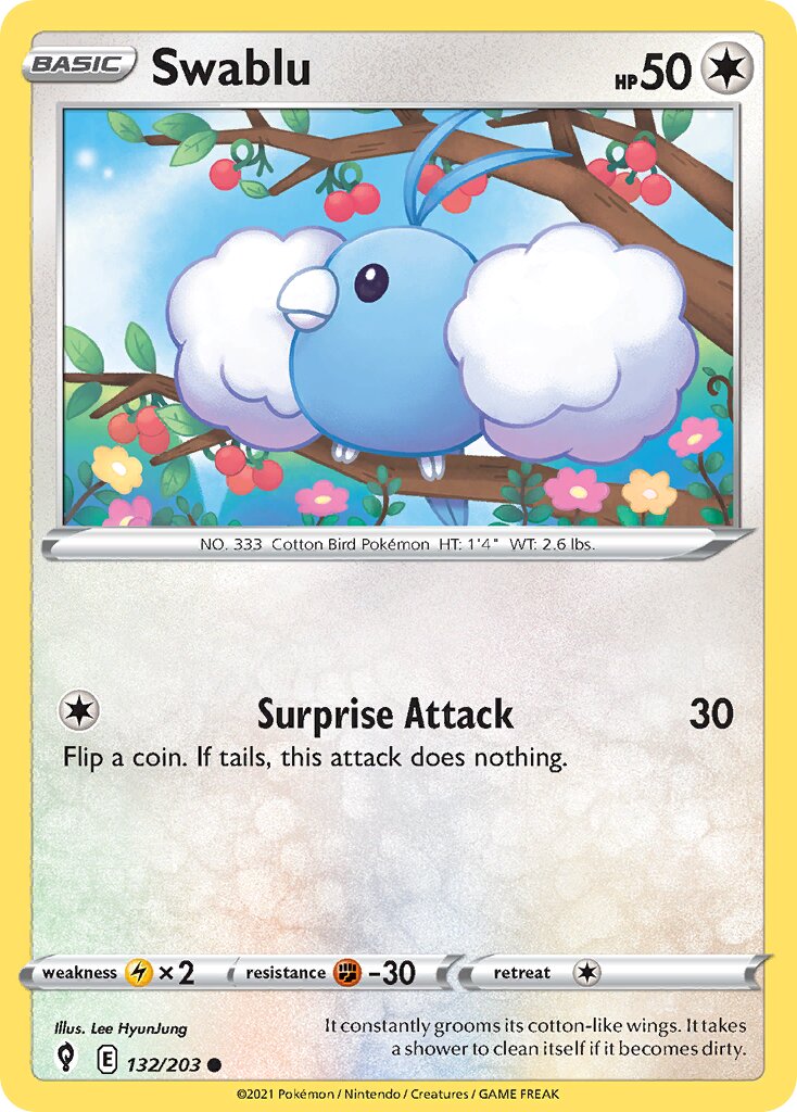 Swablu 132/237 — Evolving Skies (English Pokémon TCG card)