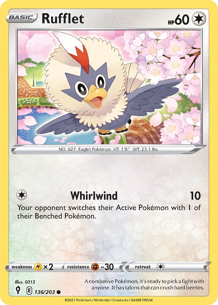 Rufflet 136/237 — Evolving Skies (English Pokémon TCG card)