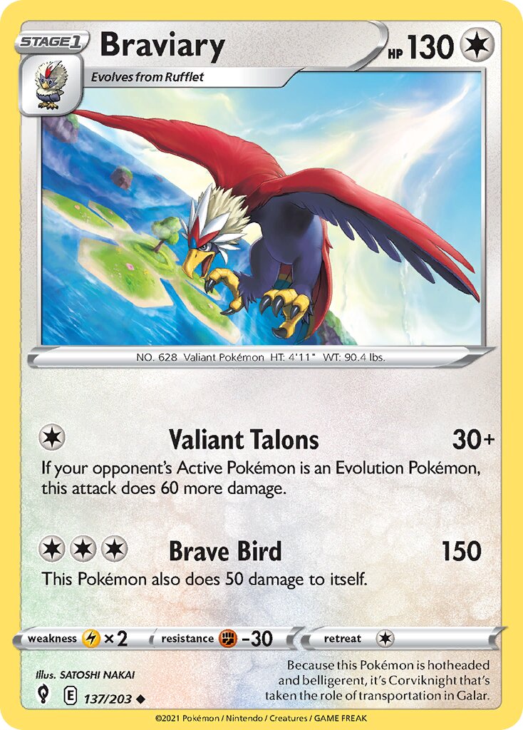 Braviary 137/237 — Evolving Skies (English Pokémon TCG card)