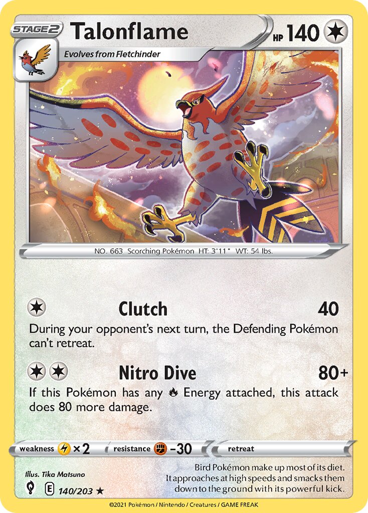 Talonflame 140/237 — Evolving Skies (English Pokémon TCG card)