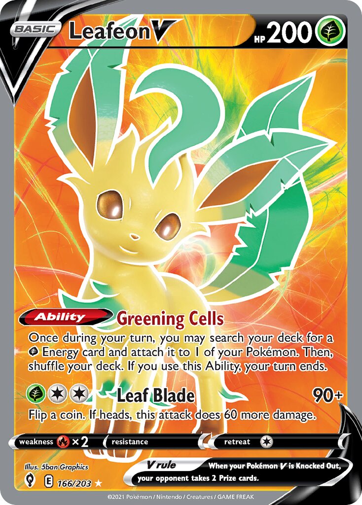 Leafeon V 166/237 — Evolving Skies (English Pokémon TCG card)