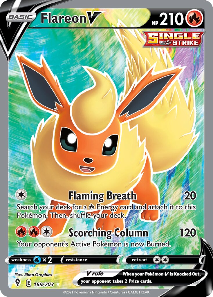 Flareon V 169/237 — Evolving Skies (English Pokémon TCG card)