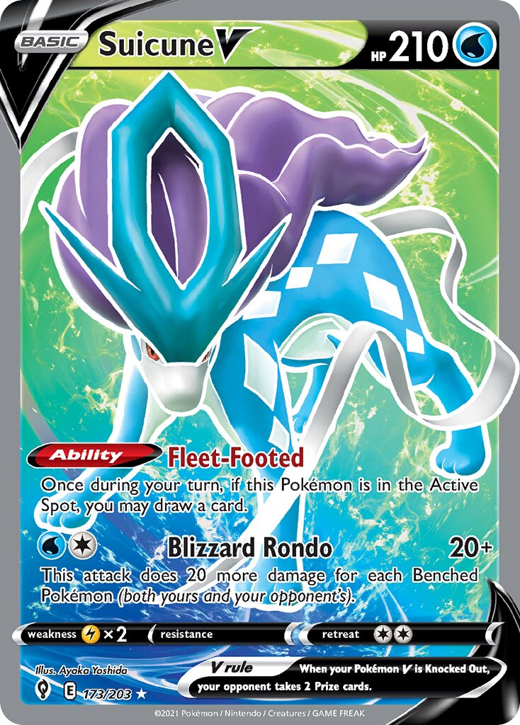 Suicune V 173/237 — Evolving Skies (English Pokémon TCG card)