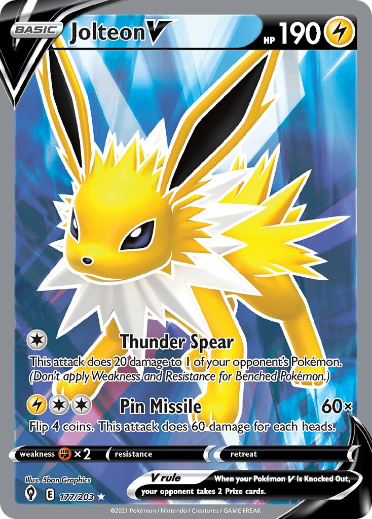 Jolteon V 177/237 — Evolving Skies (English Pokémon TCG card)