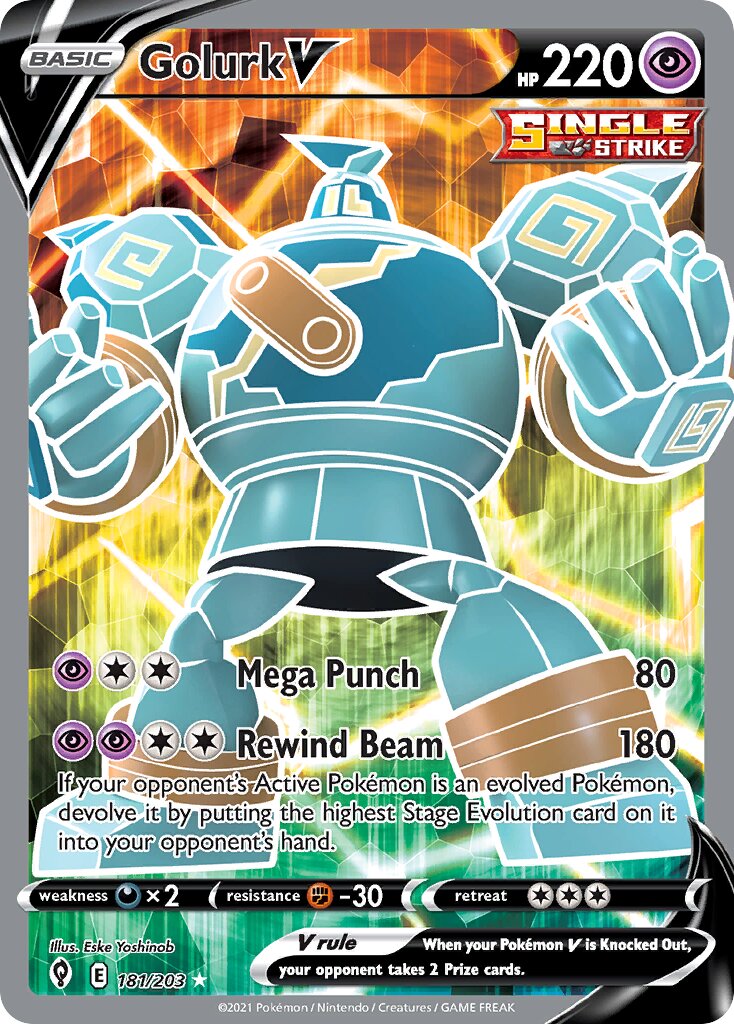 Golurk V 181/237 — Evolving Skies (English Pokémon TCG card)